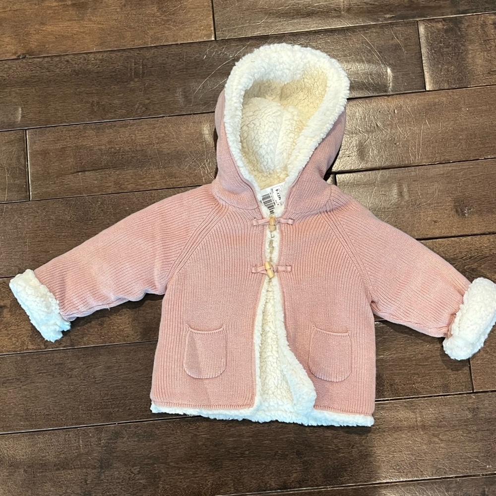 Pink Hooded Sherpa-Lined Baby Jacket